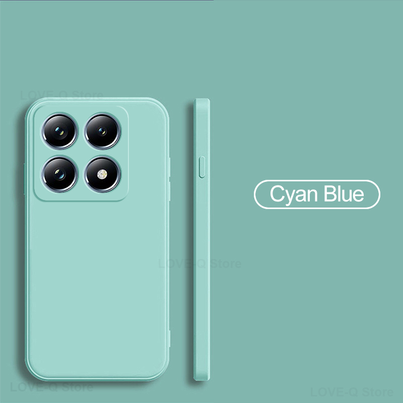 Coque en silicone liquide d'origine pour Xiaomi, couverture souple en TPU, Xiaomi 14 T Pro: PC / BLEU CIEL