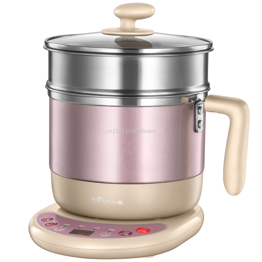 1.2L pink Multi Cookers stainless steel mini Student electric cooker Electric pot Electric Food Steamers 600W