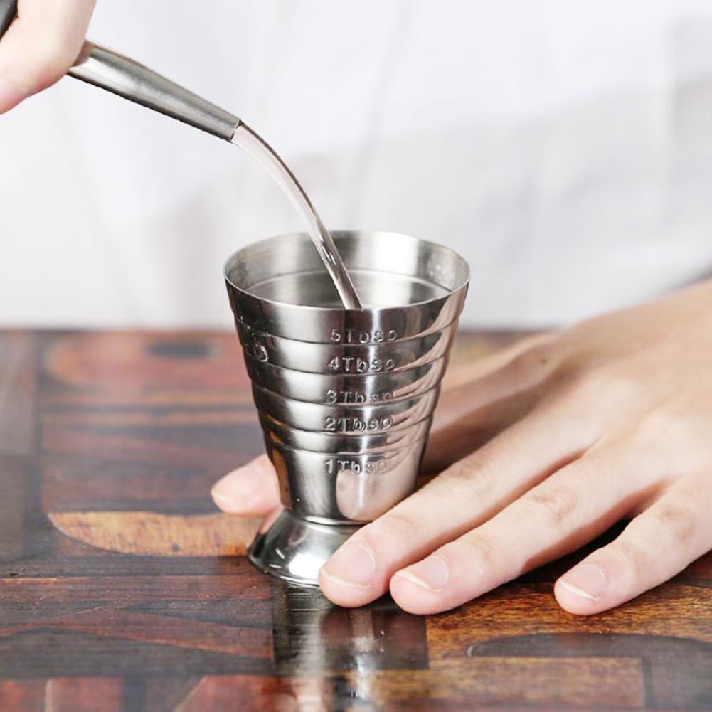 75ml Measuring Shot Cup Ounce Jigger Bar Cocktail Drink Measurer Cup Measuring Mojito Coffee Liquor Mug Stainless Mixer Ste M8G2