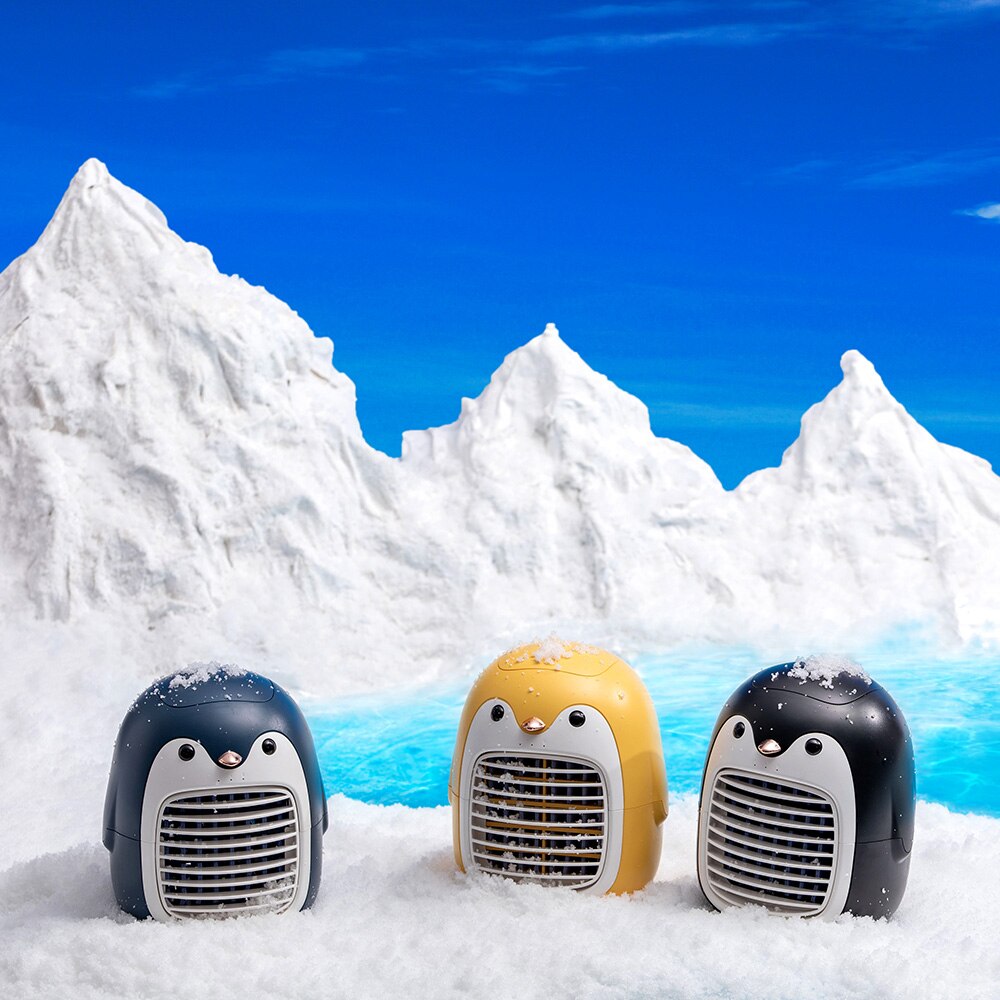 Leuke Pinguïn Zomer Cooling Fan Desktop Oplaadbare Airconditioner 2000Mah Draadloze Water Mist Ventilator 3 Snelheden Aanpassing