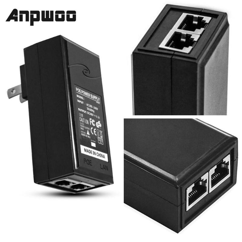 Anpwoo 48V 0.5A 24W Poe Power Injector Poe Ethernet Netwerk Adapter Stekker Surveillance Cctv Beveiliging Ip Camera voeding