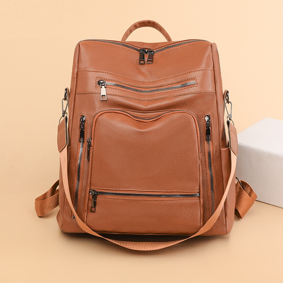 Mochila clásica de cuero de para mujer, mochila de viaje de lujo de Color sólido 2025, Mochilas escolares informales para niñas, Mochilas femeninas
