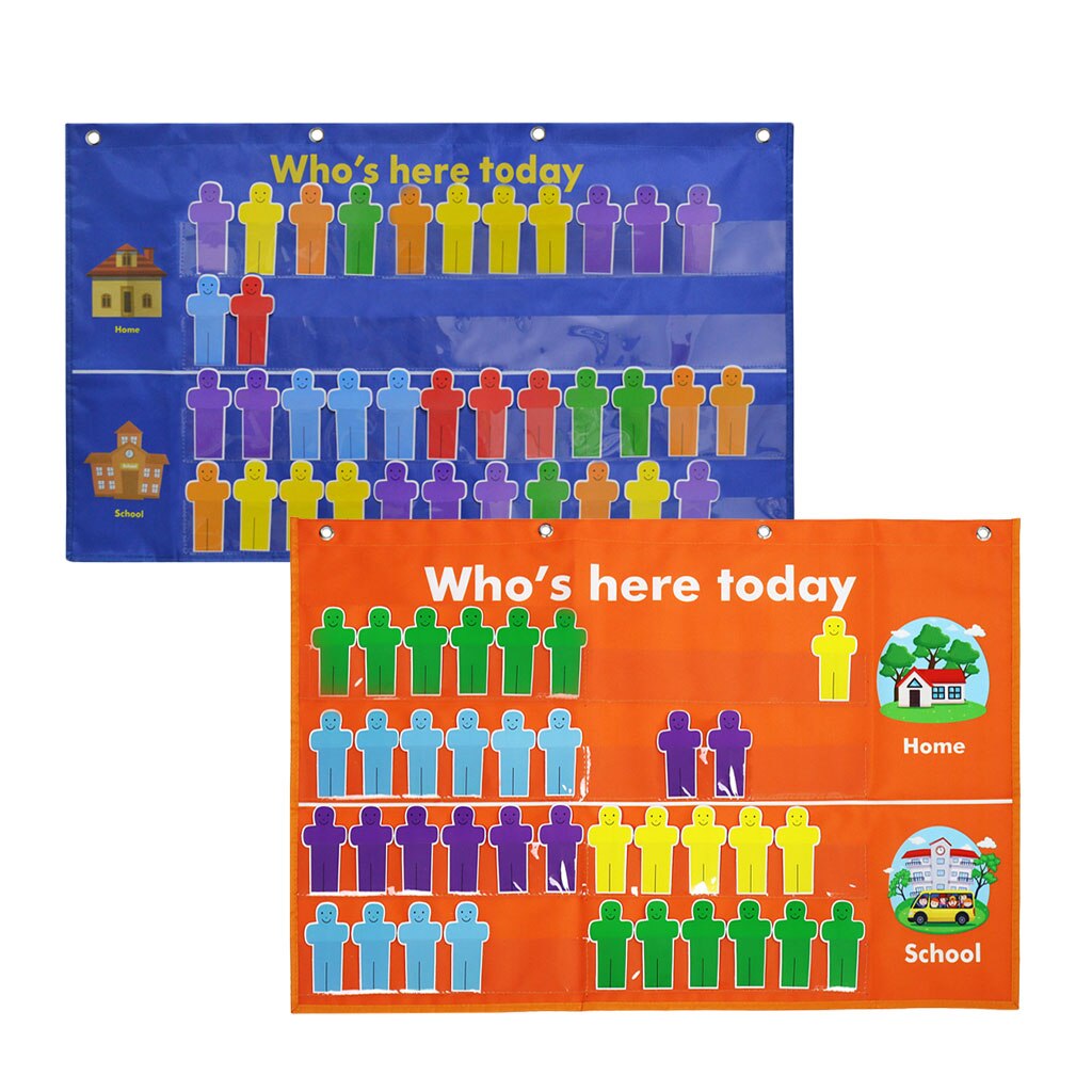 Attendance Pocket Chart Classroom Pocket Chart Sign in Hanging Bag Visual Pocket Who Is Here Today for Teacher