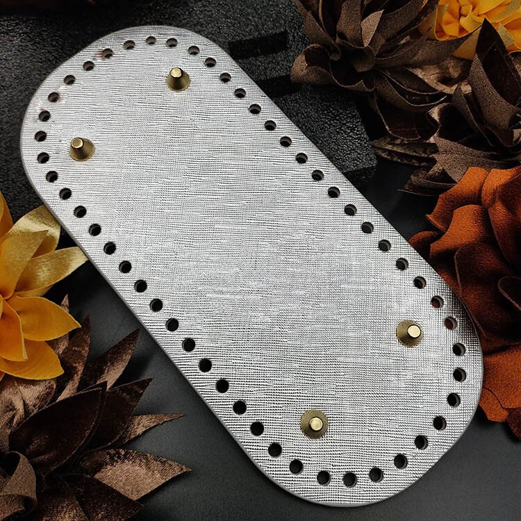 Owalne długie dno do torby z dzianiny PU skórzane akcesoria do toreb ręcznie dno z 52 otworami DIY torba szydełkowa dno 22x10cm: 4