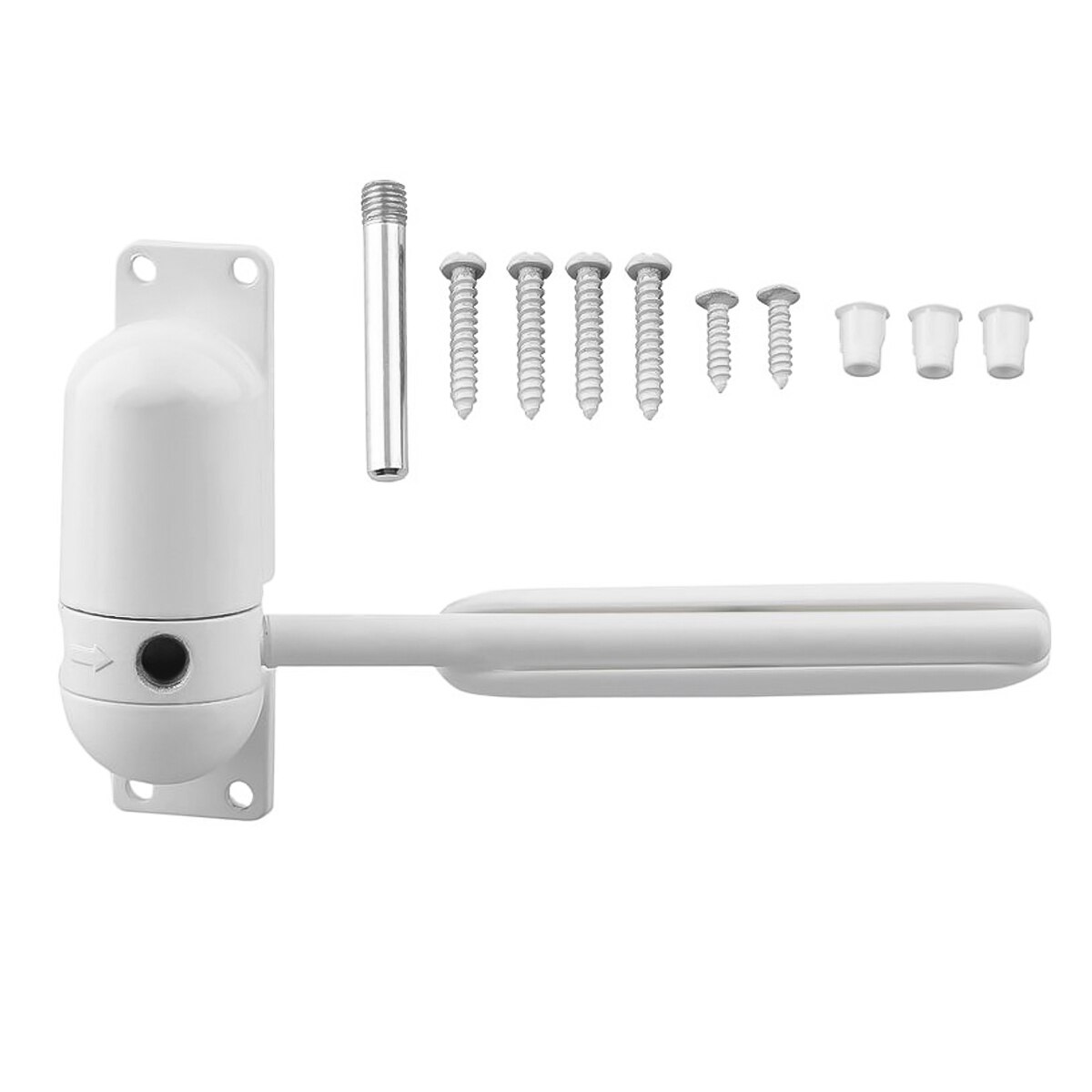 Resorte de cierre automático para puerta, resorte de tensión ajustable montado en superficie, Blanco/gris, cargado para cierre automático