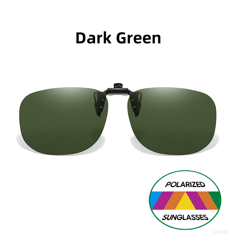 VIVIBEE Flip Up Clip On Sunglasses Polarized Men Square UV400 Photochromic Night Vision Women Classic Mirror Clips: WHITE / Red