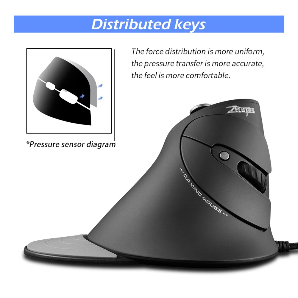 ZELOTES – souris optique de jeu C-10 DPI, 5 Modes, verticale, avec lumière LED RGB, pour ordinateur de bureau, PC et Notebook, 10000