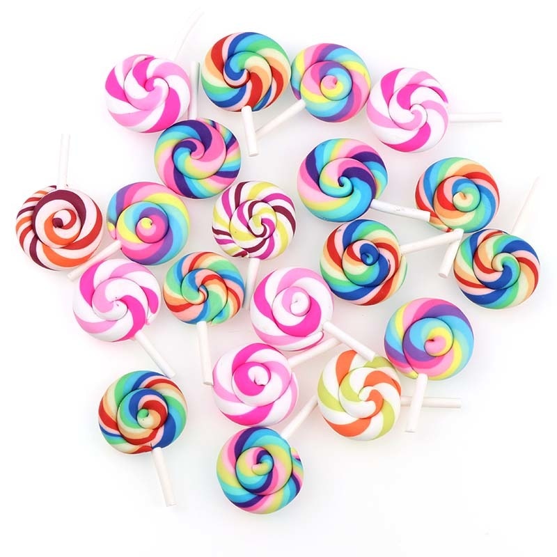 10 Stks/partij Regenboog Kleurrijke Spiraal Lolly Diy Candy Charms Hanger Meisjes Speelgoed Miniatuur Decoratie Sieraden Maken Accessoires
