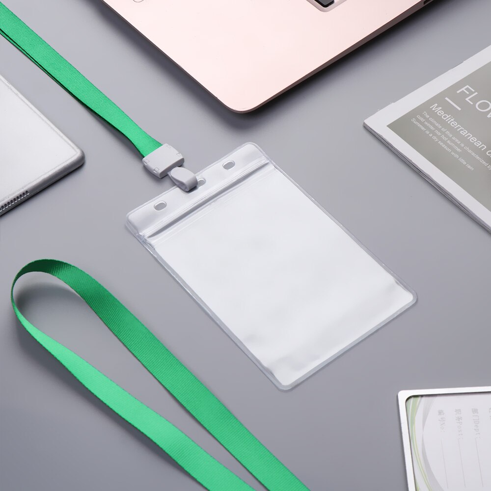 soporte de tarjeta de identificación de 2 lados Horizontal Vertical claro cubierta de tarjeta de trabajo de plástico suave impermeable funda, soporte