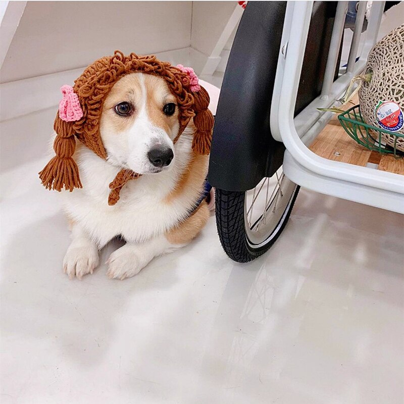 Grappig Cosplay Kat Kiiten Hoed Haar Decoratie Komische Stijl Hond Emulatie Kostuum Haar Vlecht Mane Oren Hoofd Cap Party Festival: brown / M-head girth 30-35cm