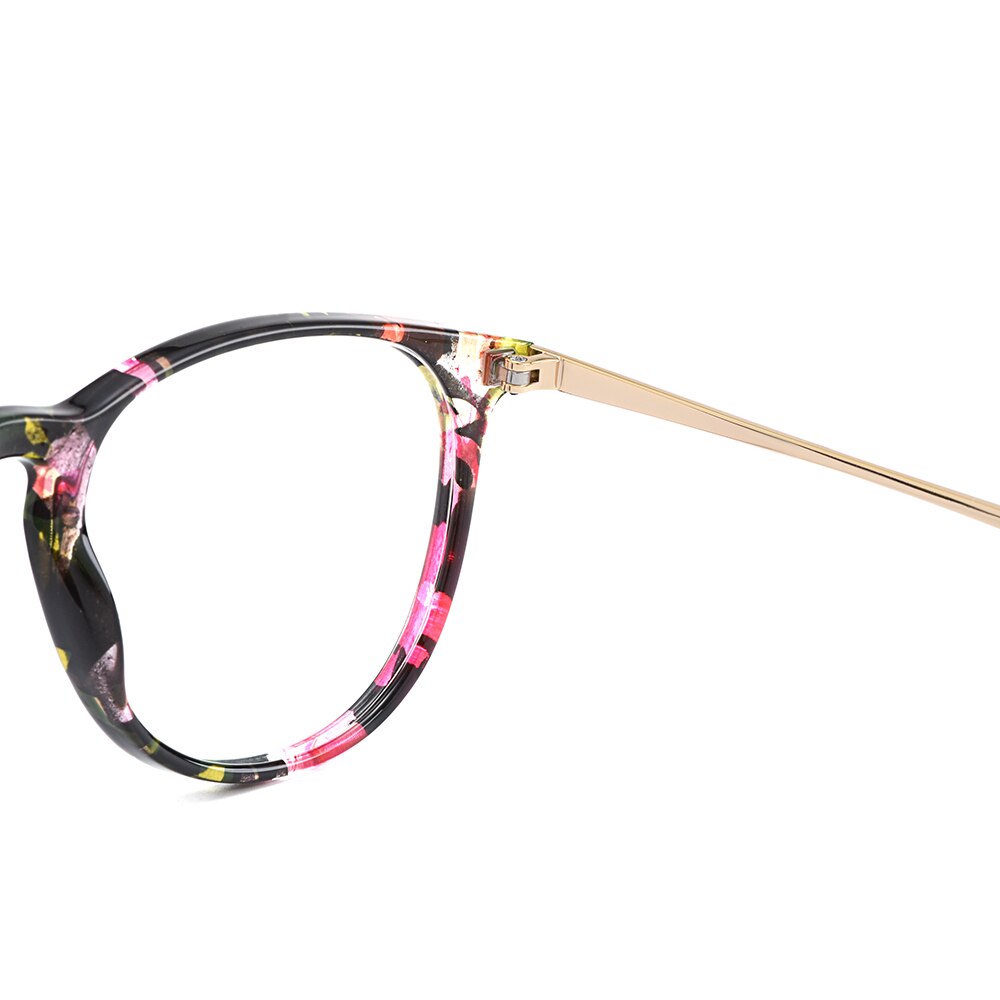 Gmei Optical Floral Round Women Glasses Frames Brand Prescription Eyeglasses Optical Frame Eyewear H8039