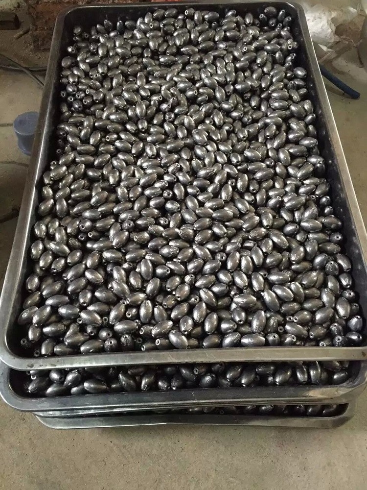 1-100g Lead Sinkers Water Droplets Lead Weights Oval Split Shot Olive In Line Fishing Tackle Accessorie 5pcs/lot