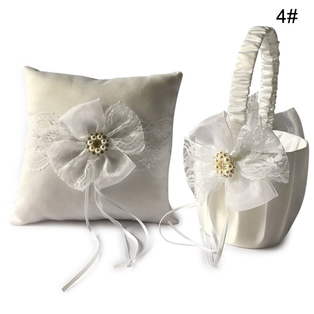 1 set gästbok penna stativ ring kudde blomma korg bröllopsfest bärbar dekoration hogard: 4