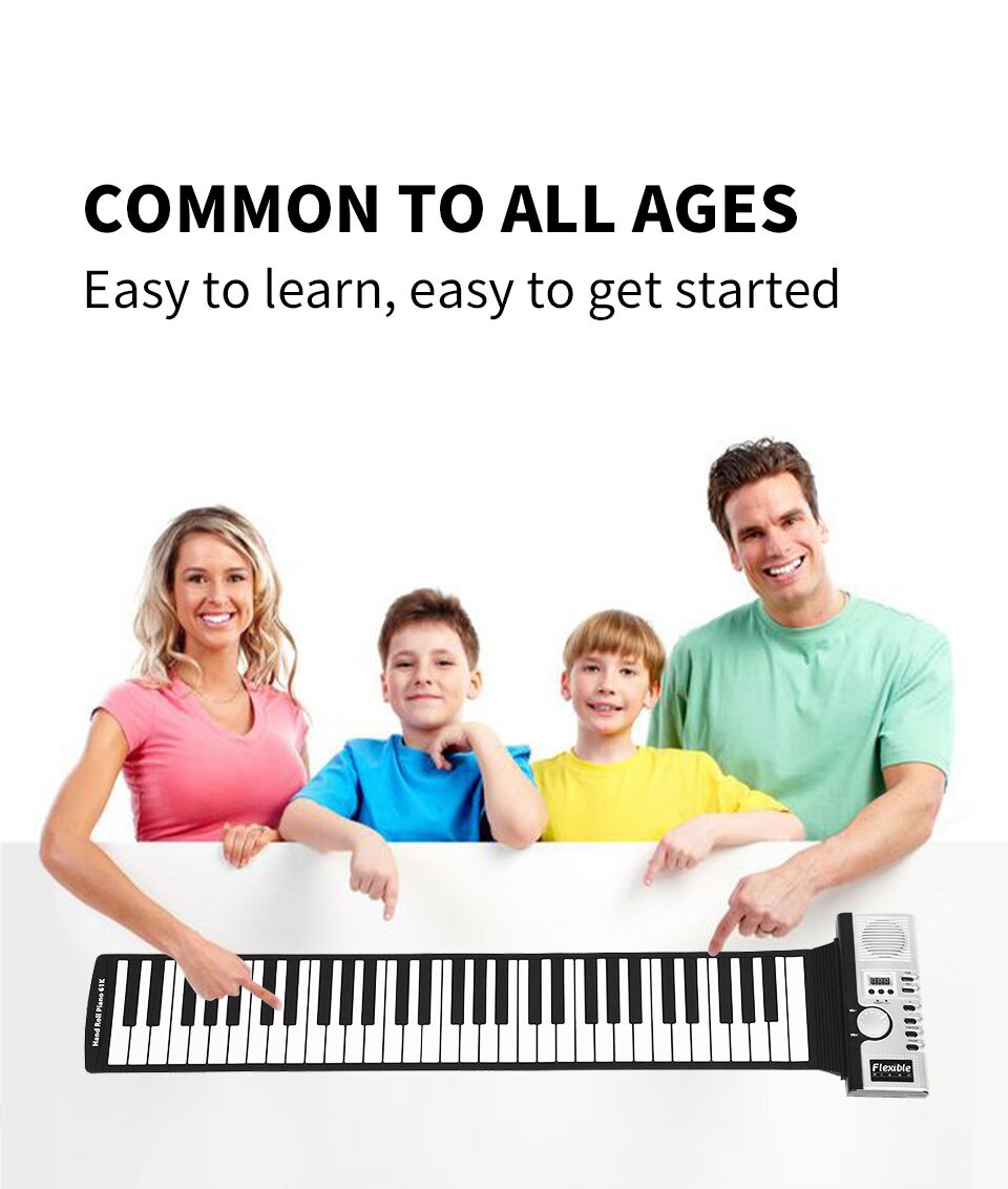 61 key hand roll piano soft keyboard piano portable piano kids keyboard musical instrument muisc keyboard