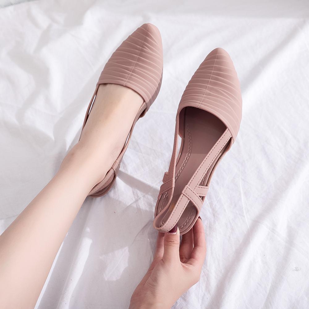 sandalias para mujer, zapatos de punta afilada, zapatos de gelatina, suela suave, Sandalias de tacón bajo, zapatos casuales al aire libre para la playa de calle diaria, Rosa