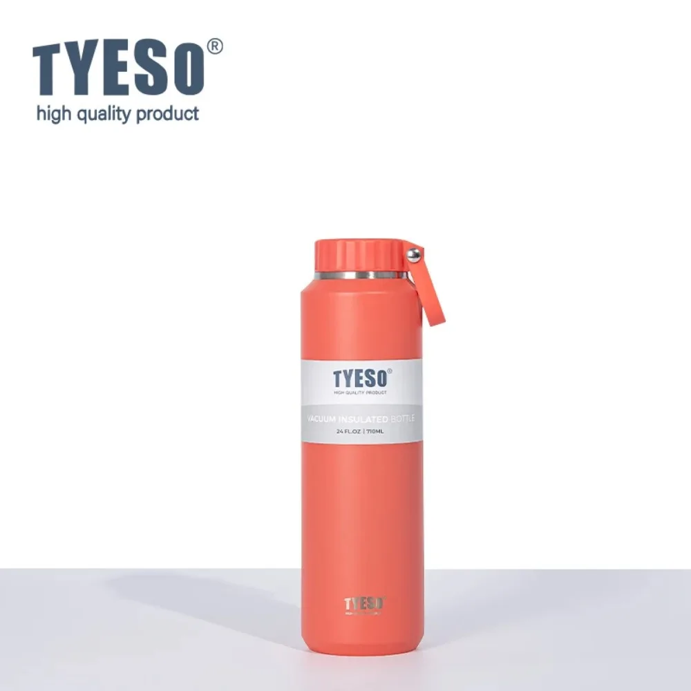 Tyeso 500ml 710ml bärbara isolerade vattenflaskor med stor kapacitet, sportvattenflaskor som håller kyla och värme, termosmugg: Röd / 401-500ml