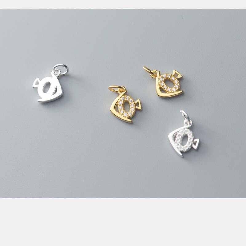 UQBing Athentic 925 Sterling Silver Crystal Rhinestone Fish Charms DIY Bracelets Necklaces Jewelry Making Findings