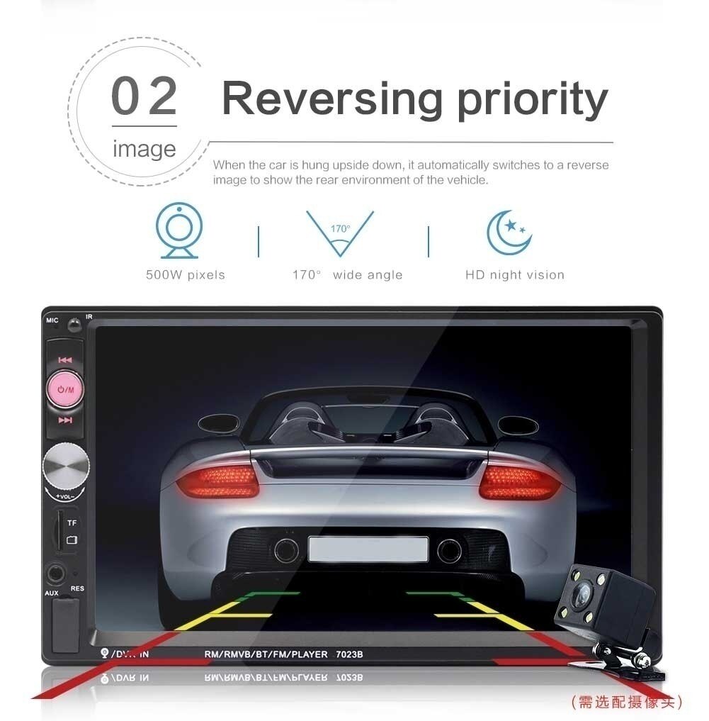 2din 7023B Auto Radio 7 "Touch In Dash Auto audio Speler MP5 Autoradio Bluetooth Achteruitrijcamera Afstandsbediening