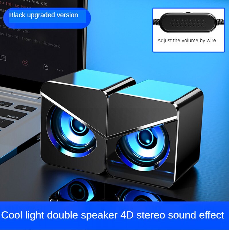 Bluetooth Speaker Box Desktop Laptop Wireless Computer Speakers Subwoofer Music USB Wired 3D Stereo Sound Surround Loudspeaker: black B-upgrade