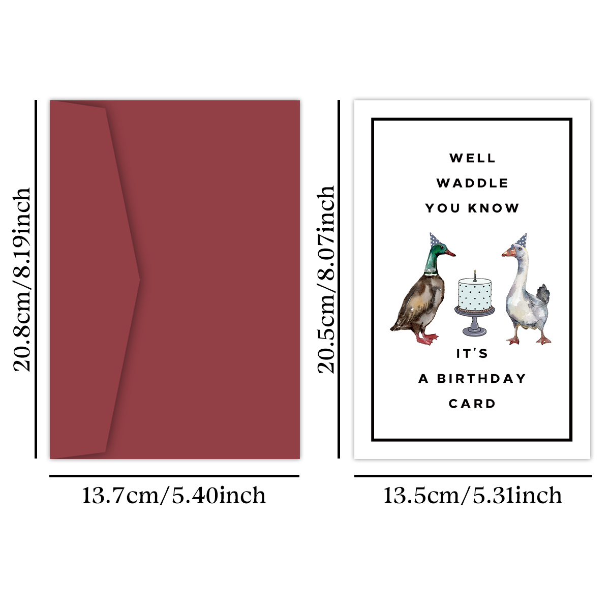 1 Set Funny Duck Birthday Card For Him Her,Well Waddle You Know It's A Birthday Card, Happy Birthday Greeting Card with Envelope