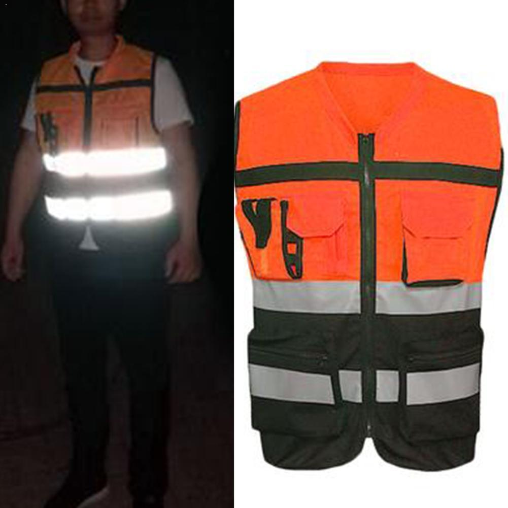 Fluo Veiligheid Vest Reflecterende Rijden Jas Werknemer Vest Security Night Set Q0F3