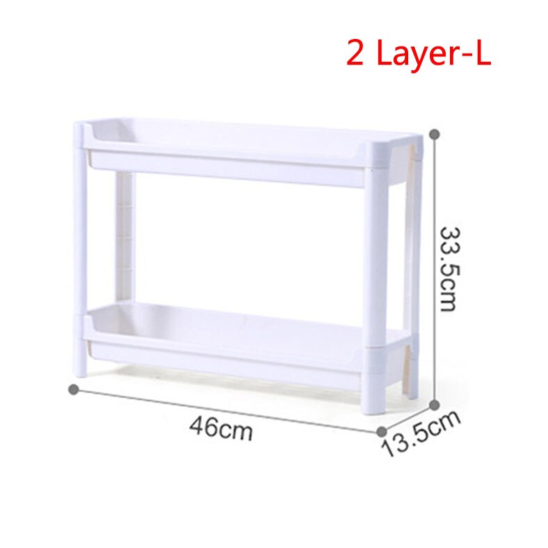 Multifunctional Gap Storage Rack Multi-Layer Plastic Kitchen Bathroom Shelf Organizer Home Sundries Finishing Rack: 2 Layeer-L