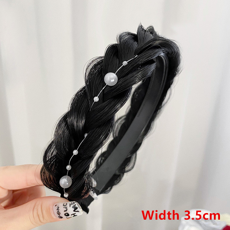 Peluca sintética para mujer, bandas para el cabello trenzadas torcidas, trenzas de , accesorios para el cabello, diadema natural bohemia elástica para: Gris oscuro