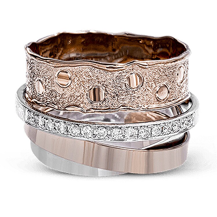 Joyería multicapa de para mujer, anillos de oro rosa circundantes para mujer con incrustaciones de CZ, único para boda, joyería para dedo