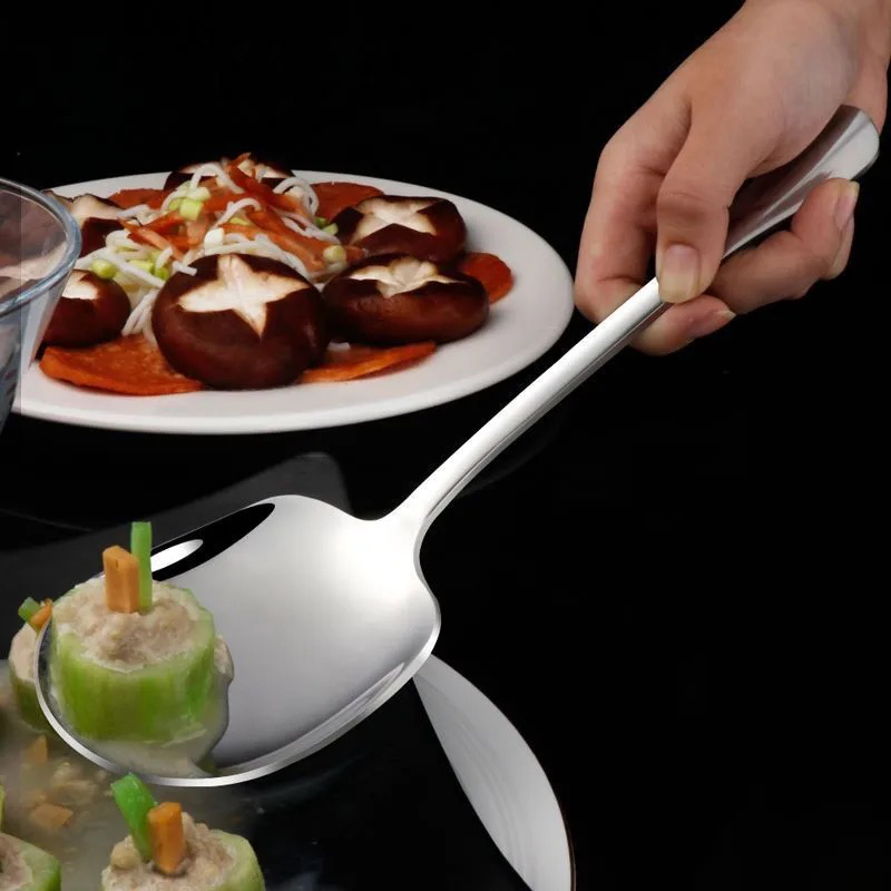 Kitchen Dinner Dish Public Spoon Soup Restaurant Large Stainless Steel Distributing Spoon Buffet Serving Spoon Big Soup Spoon