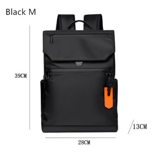 Wasserdichter nylon-laptop-rucksack für #39 , schwarz, ideal für geschäftsreisen und den urbanen stil, mit usb-ladefunktion: Schwarz m