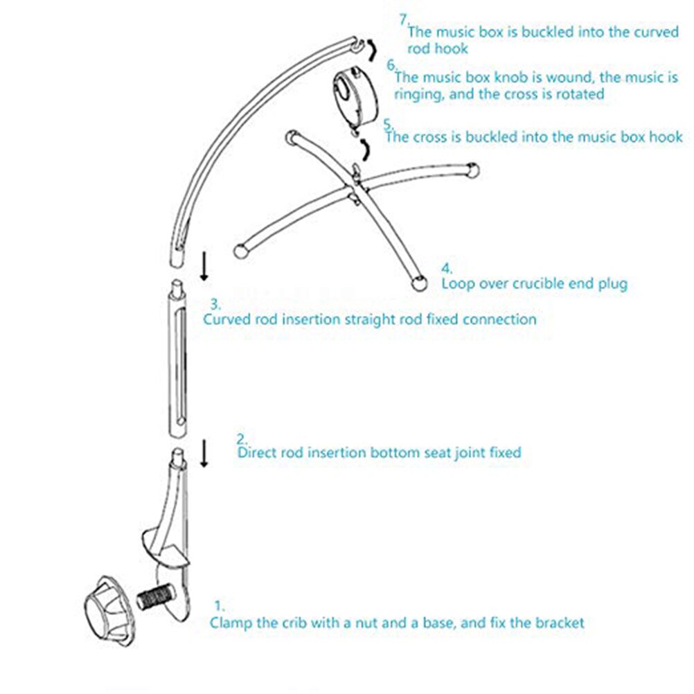Baby spielzeug Weiß Rasseln Halterung Set Krippe Mobile Bett Glocke Spielzeug Halter Arm Wind-up Musik Box Rack Klammern wind-up Musik Box