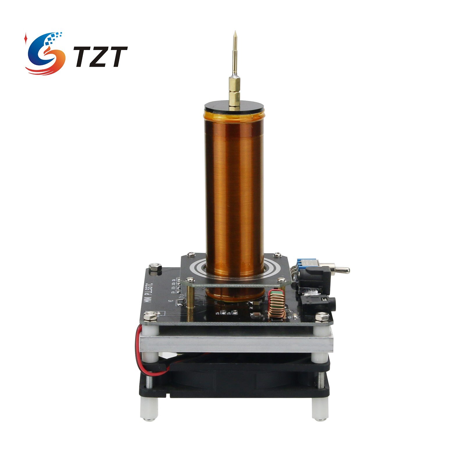 TZT DIY Mini Tesla Coil Music 3.5MM Audio Input Support Cellphone Play Music 24V Fan Quiet Operation