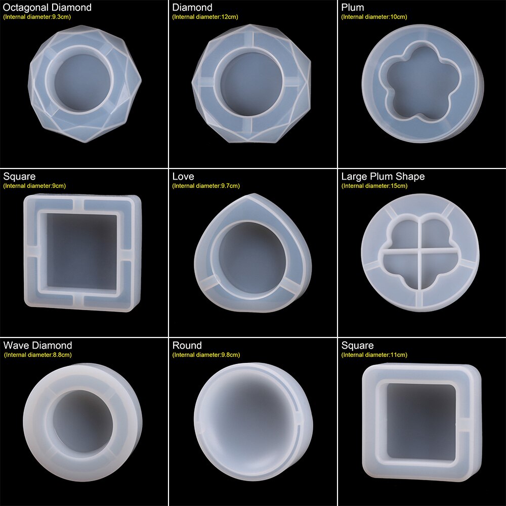 1Pc DIY Ashtray Mold Transparent White Resin Crystal Silicone Mould Hand Making Crafts Mould Flower Heart Shape Container
