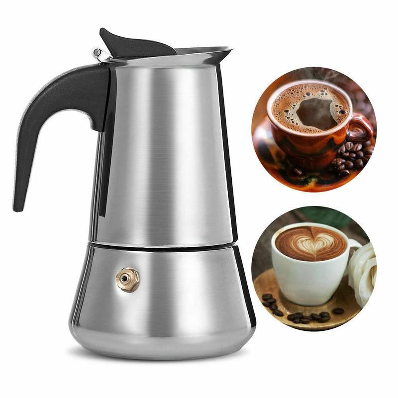 Stainless Steel Coffee Pot Italian Top Moka Pot Espresso Coffee Maker Electric Coffee Pot Induction Cooker Open Flame Universal