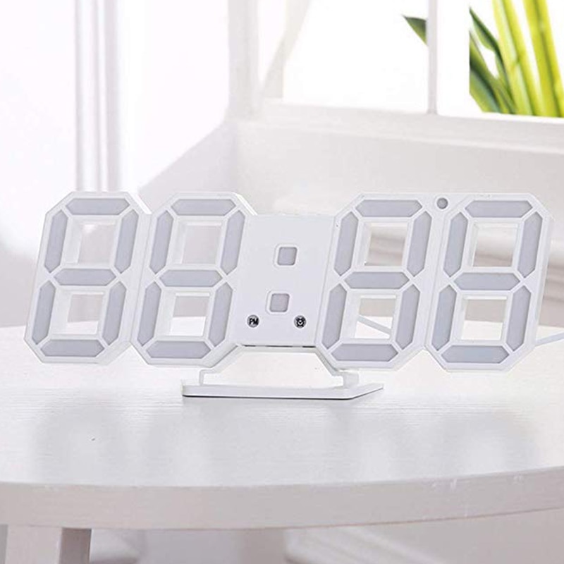 Modern Digital 3D LED digital wall Clock Alarm Clocks Snooze Clock with 12/24 Hour Display LB88