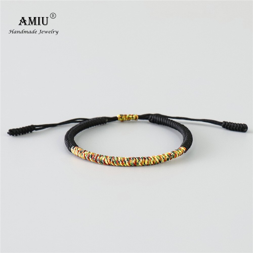 AMIU 6 Colors Tibetan Handmade Buddhist Lucky Bracelets &amp; Bangles For Women Men Rope Knots Amulet Tibet Braided Bracelet: 2