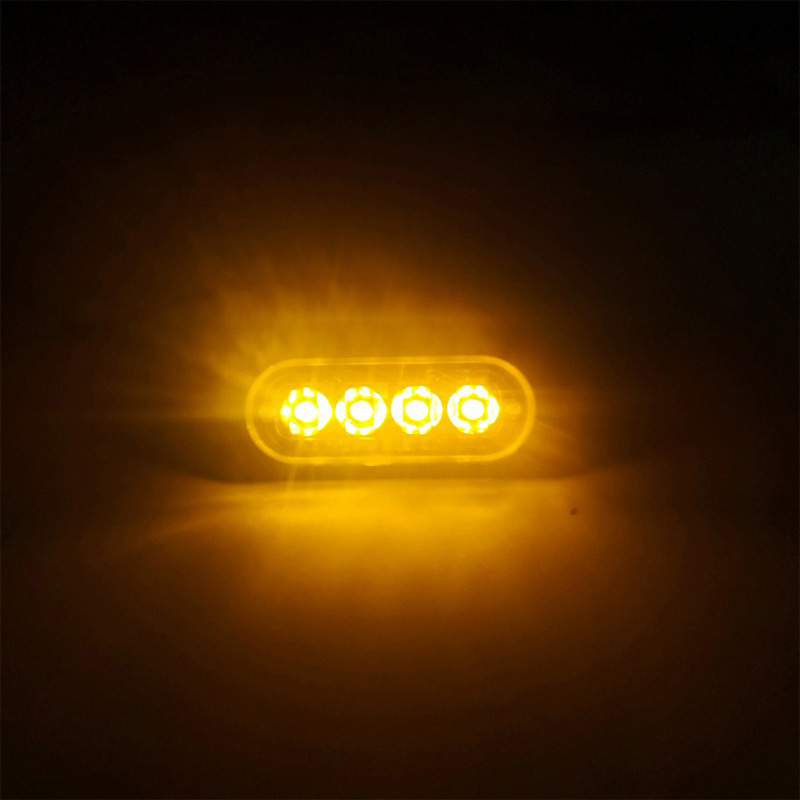 Marqueurs latéraux à 4 Led, feux d'avertissement longue et lumineuse, balise de voiture de camion, lampe de circulation jaune ambre et blanc 12V-24, nouveauté: Yellow