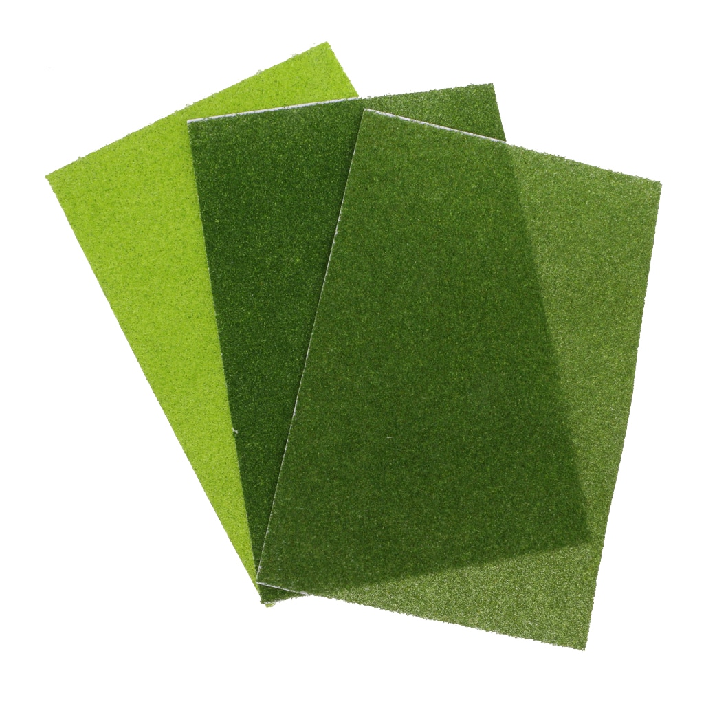 3 Pieces Grass Mat Turf Model Diorama Landscape Scenery Layout Lawn
