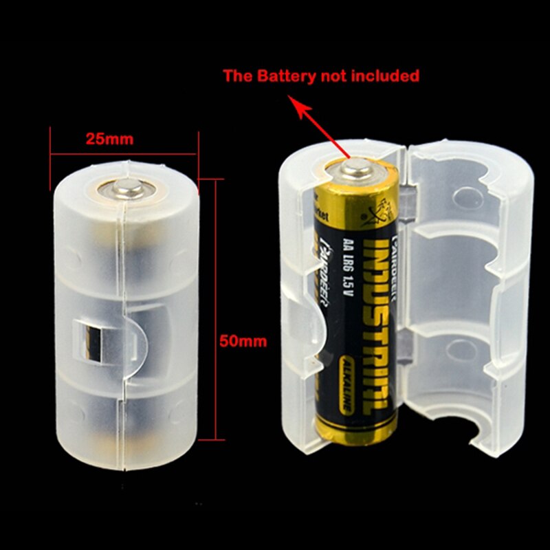 Doorschijnend Wit Aa Naar C Formaat Batterij Adapter Houder Converter Shell Cover Case