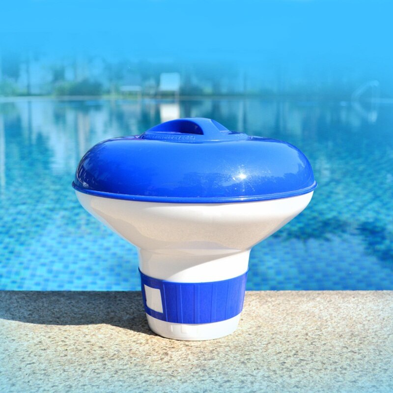 Floating Swimming Pool Chlorine Dispenser Blue and White Dosing Device Outdoor Tubs Accessories 13.5*12*4.5cm