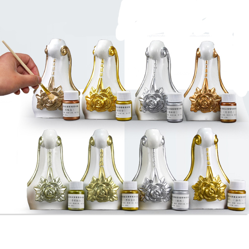 Guldfärg metallic möbler reparation färg lack lack bilmöbler guld staty vägg järn trädörrar hantverk beläggning