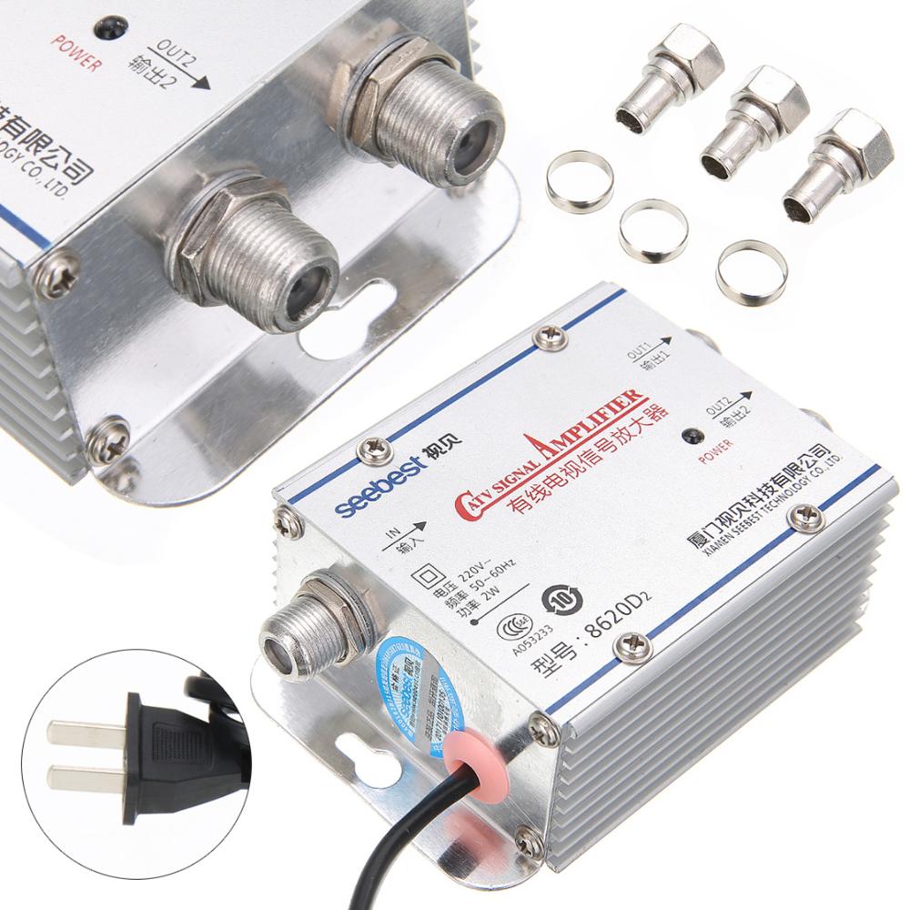 Tv antenner signalforstærker forstærker 2 måde 1 in 2 ud catv kabel signal antenne til tv booster splitter hjem udstyr 45 mhz -860 mhz