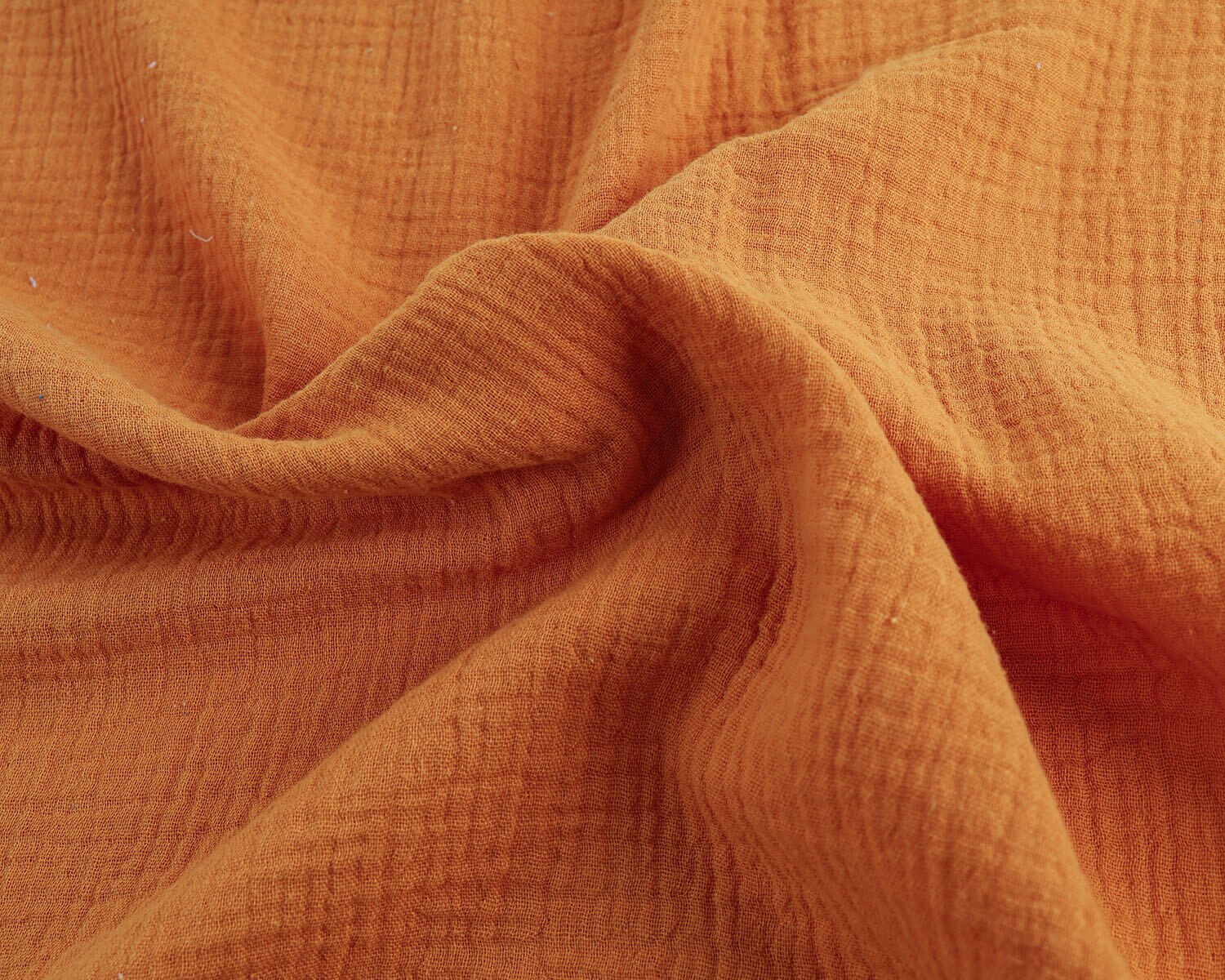 2-Layered Gauze Soft Crinkle Cotton Muslin Fabric 135x50cm - Sold By The Half Meter: Ginger
