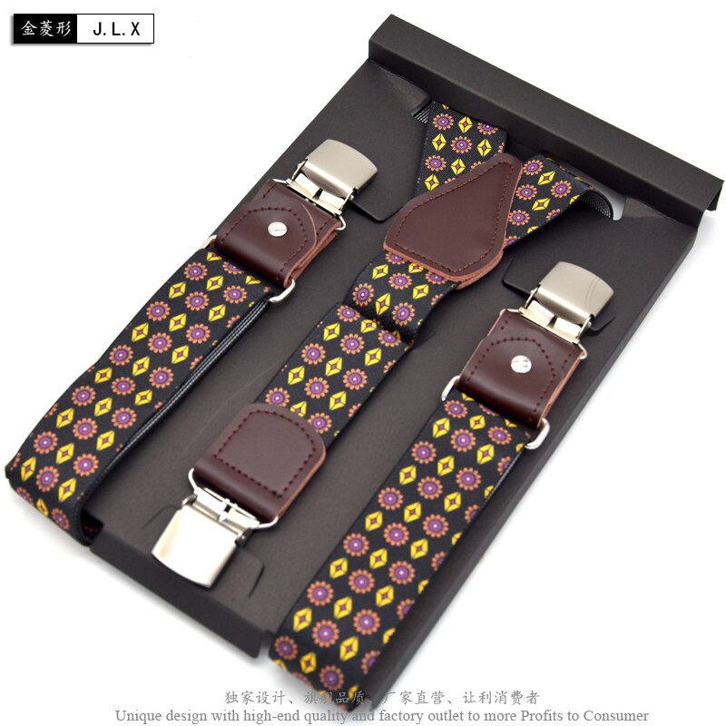 Men&#39;s Suspenders Leather Suspender Men Casual Suspensorios Trousers Strap 3.5*120cm For Dad Tirantes: J.L.X 9404
