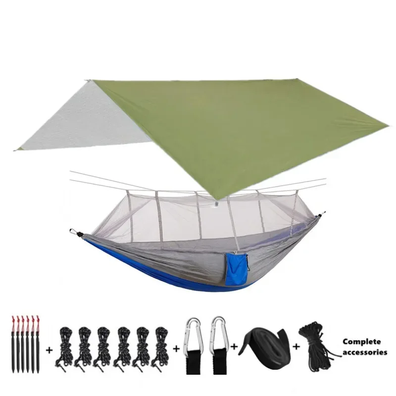 Camping Hangmatten En Accessoires, Waaronder Hangmat Met Mesh Regenvlieg Zeildoek Boomriemen Voor Buitengebruik Wandelen Backpacking Reizen: Oranje