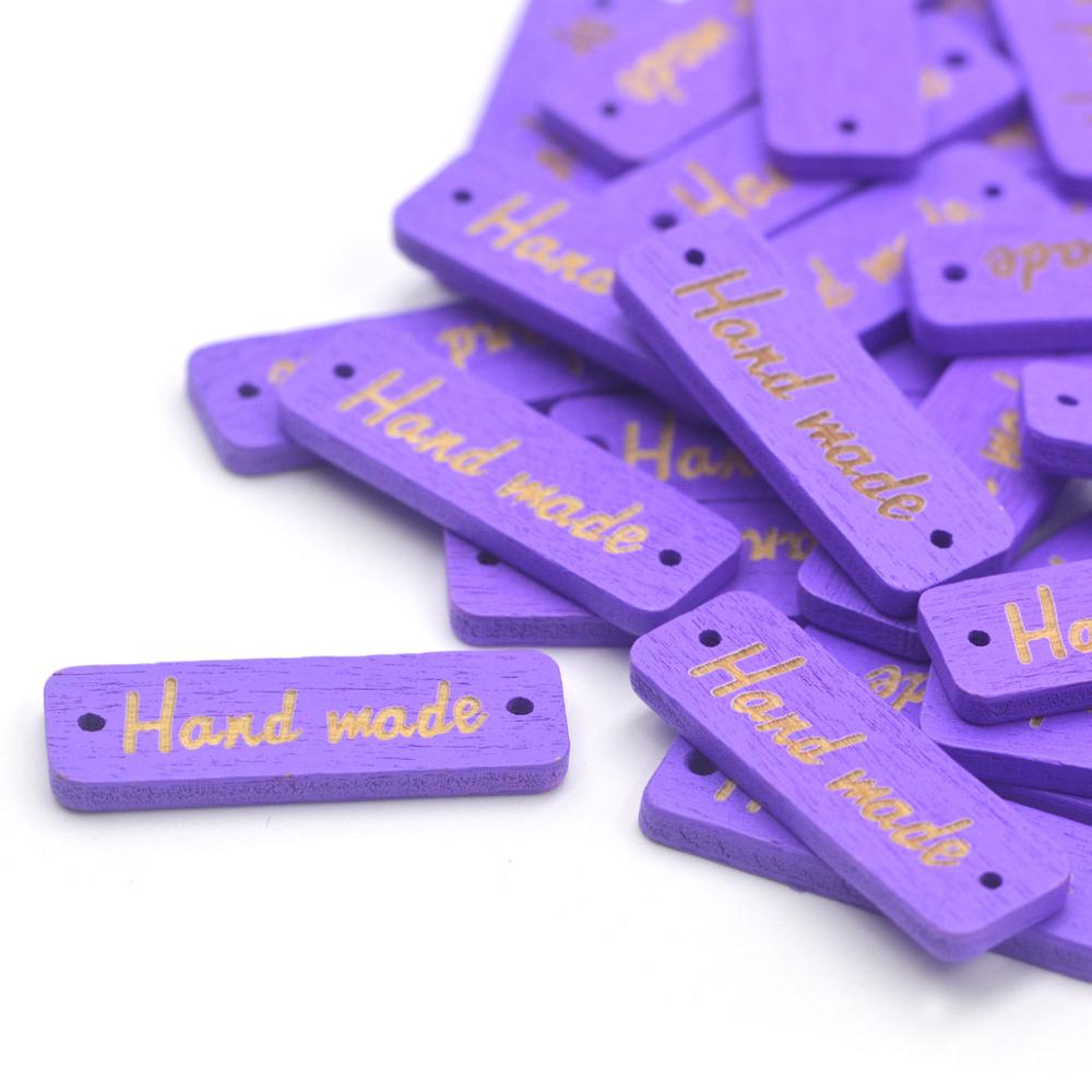 50 Stuks Houten Handgemaakte Label Tags Naaien 2 Gaten Kleurrijke Knoppen Kleding Custom Label Schoenen Tassen Diy Ambachten Supplies Decor: purple color