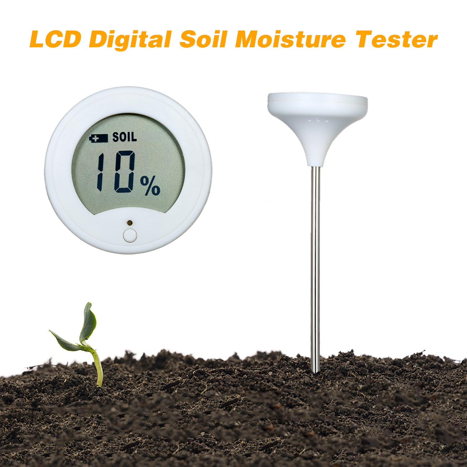 Soil Moisture Tester LCD Digital Soil Tester Soil Moisture Meter with 5-inch Probe Portable Soil Hygrometer