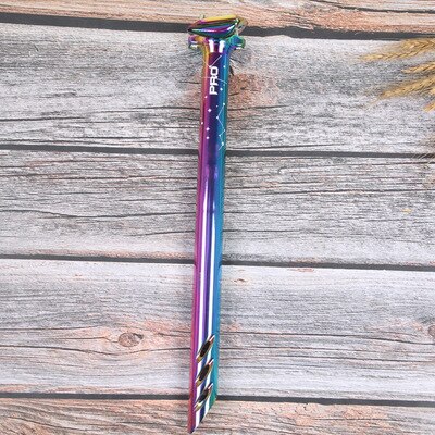 Tige de selle de vélo pleine CNC colorée DH XC vtt vélo de route tige de selle 27.2/30.8/31.6mm * 380mm VTT tige de selle arc-en-ciel: rainbow 31.6