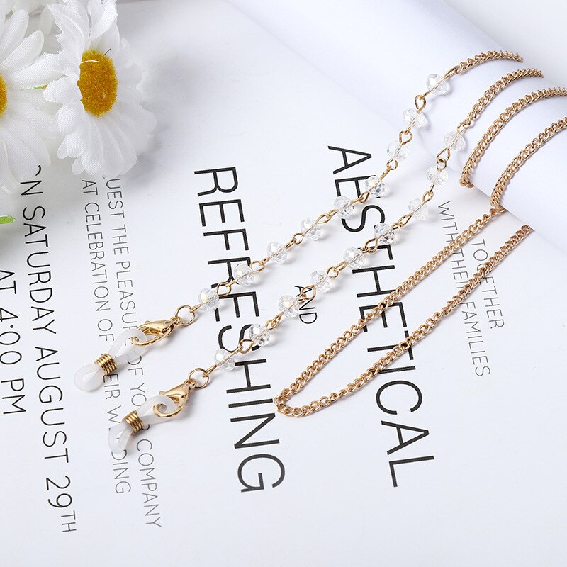 Cadena con abalorios de perlas a la para mascarilla para mujer y niña, cadenas para gafas, correas y cordones para el cuello, cuerda para gafas de lectura, soporte con cordón: 4