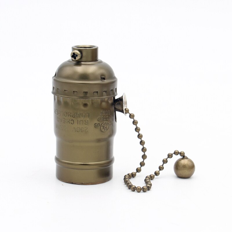 Vintage Lamp Socket E27 E26 Bulb Lamp Holder With Pull Chain Swith And Knob Switch: GRAY / B15